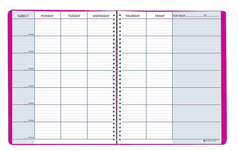 House of Doolittle Teachers Planner, Pink Leatherette Cover, 45 Weeks, 7 Periods, Seating Chart, Records, 8.5 x 11 Inch (HOD50905) - Image 2